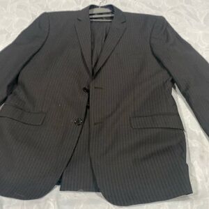 Retro Men’s Suit 40R Jacket 34R Pants Black Pin Stripes